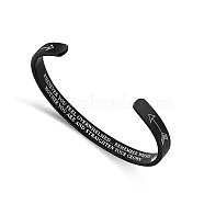 Stainless Steel Cuff Bangle, Arrow with Word Pattern, Black, Inner Diameter: 2-1/2 inch(6.2cm)(WU8630-1)