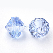 Transparent Acrylic Beads, Bicone, Light Steel Blue, 8x7.5mm, Hole: 2mm, about 2640pcs/500g(TACR-S146-8mm-16)