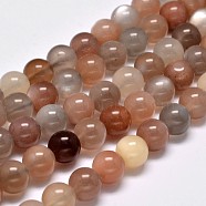 Grade AA Natural Multi-Moonstone Bead Strands, Round, 8mm, Hole: 1mm, about 48pcs/strand, 15.5 inch(X-G-M296-01-8mm)