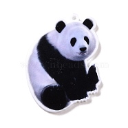Printed Opaque Acrylic Pendants, Animal Theme Charms, Panda Pattern, 38x28x2mm, Hole: 1.5mm(SACR-G029-01K)