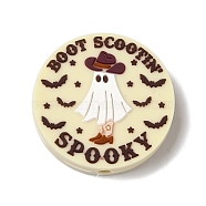 Halloween Themed Boot Scootin spooky Silicone Focal Beads, Silicone Teething Beads, Lemon Chiffon, 28x7mm, Hole: 3mm(SIL-M006-01B)