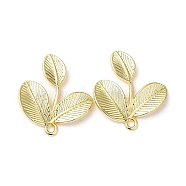 Rack Plating Alloy Stud Earring Findings, with Horizontal Loop, Cadmium Free & Lead Free, Leaf, Light Gold, 23x21mm, Hole: 1.6mm, Pin: 0.7mm(PALLOY-K256-30LG)