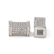 Brass Micro Pave Clear Cubic Zirconia Beads, Cuboid, Platinum, 12x7x7mm, Hole: 3mm(KK-E068-VB457)