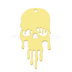 201 Stainless Steel Pendants, Laser Cut, PVD Vacuum Plating, Skull, Golden, 32.5x16x1mm, Hole: 1.6mm(STAS-S105-LA809-2)