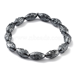 Non-Magnetic Synthetic Hematite Beaded Stretch Bracelets, Oval, Inner Diameter: 2-1/4 inch(5.6cm)(BJEW-H589-01G)