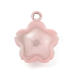 Brass Bell Pendants, Cherry Blossom Shape, Pink, 25x21x16.5mm, Hole: 3mm(KK-B086-02A)