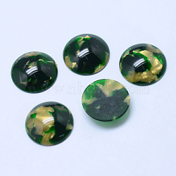 Cellulose Acetate(Resin) Cabochons, Half Round, Dark Green, 18x4~5mm(X-KY-S074-007)