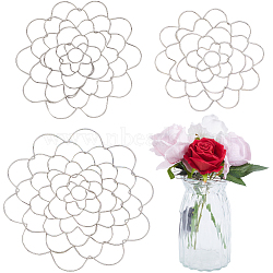 3Pcs 3 Style 201 Stainless Steel Flower Arrangement Insert Lids, Stainless Steel Color, 99~142x102~153x2mm, 1pc/style(FIND-WH0260-29)