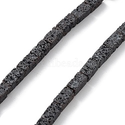Natural Lava Rock Beads Strands, Frosted, Cuboid, 8x4x4mm, Hole: 1mm, about 51pcs/strand, 16.14''(41cm)(G-H303-C04)