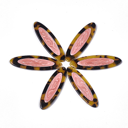 Cellulose Acetate(Resin) Big Pendants, Oval, Pink, 58x17.5x2.5mm, Hole: 1.2mm(X-KY-S158-15D)