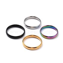 Ion Plating(IP) 304 Stainless Steel Simple Plain Band Finger Ring for Women, Mixed Color, US Size 5(15.7mm)(RJEW-B036-04)