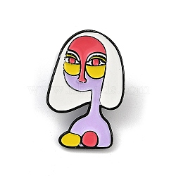 Abstract Lady Enamel Pins, Alloy Brooch for Backpack Clothes, White, 30x19.5mm(JEWB-R001-02EB-05)