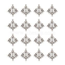 Tibetan Style Chandelier Component Links, Nickel Free, Rhombus, Antique Silver, 35x29x2mm, Hole: 1.5mm(TIBE-BT0001-05AS-NF)