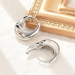 Brass Hoop Earrings for Women, Oval, Platinum, 18x6mm(EJEW-U041-01P)