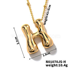 Simple and Stylish Brass Letter Pendant Satellite Chain Necklaces for Women Men, Golden, Letter H, 16.14 inch(41cm)(GF2554-8)