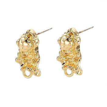 Alloy Stud Earring Findings, with Loop, Cadmium Free & Lead Free, Light Gold, 18x10mm, Hole: 2mm, Pin: 0.7mm