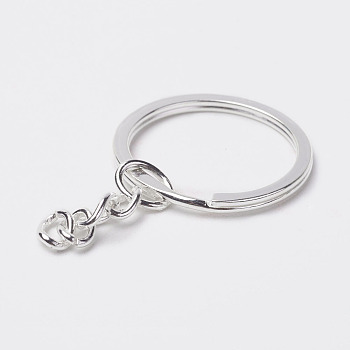 Iron Split Key Rings, Keychain Clasp Findings, Silver, 30x2mm, Inner Diameter: 25mm