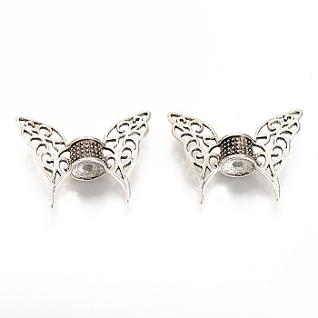 Tibetan Style Alloy Beads, Cadmium Free & Lead Free, Butterfly Wing Spacer Beads, Antique Silver, 35x47x13mm, Hole: 3.5mm