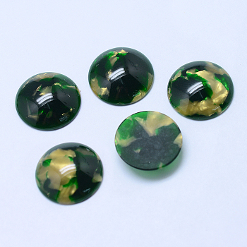 Cellulose Acetate(Resin) Cabochons, Half Round, Dark Green, 18x4~5mm