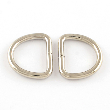 Iron D Rings, Buckle Clasps, For Webbing, Strapping Bags, Garment Accessories, Platinum, 33x28x4mm