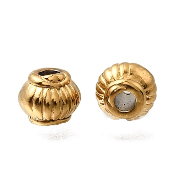 304 Stainless Steel Beads, Ion Plating(IP), Lantern, Real 18K Gold Plated, 4.5x4mm, Hole: 1.4~1.5mm