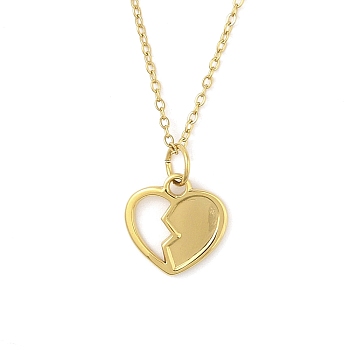 Ion Plating(IP) 304 Stainless Steel Pendant Necklaces for Women, Heart, Real 18K Gold Plated, 17.91 inch(45.5cm)