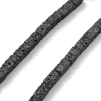 Natural Lava Rock Beads Strands, Frosted, Cuboid, 8x4x4mm, Hole: 1mm, about 51pcs/strand, 16.14''(41cm)