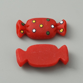 Opaque Resin Imitation Food Cabochons, Candy, Dark Red, 13.5x30.5x7mm