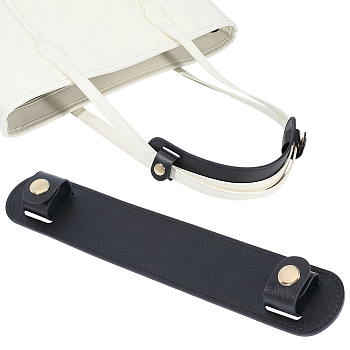 Imitation Leather Bag Strap Covers, Shoulder Pads, with Alloy Snap Button, Golden, Black, 230x98x5.5mm