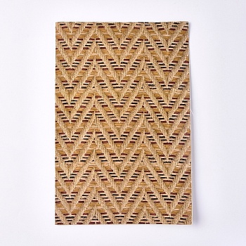 PU Leather Self-adhesive Fabric Sheet, Rectangle, Herringbone Pattern, Dark Goldenrod, 30x20x0.1cm