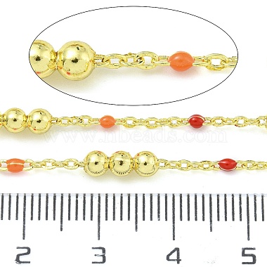 Brass Enamel Round Beaded Link Chain(CHC-G022-07G-16)-2