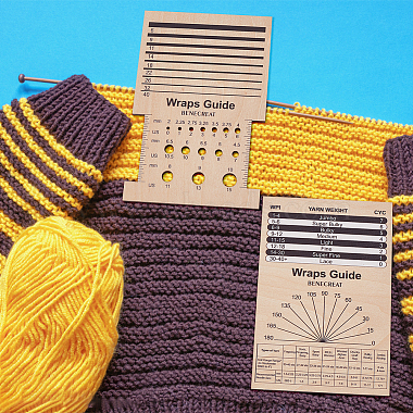 1 Set Rectangle Wooden Wooden Knitting Needle Gauge & Yarn Wrap Guide Board(DIY-BC0006-96)-5