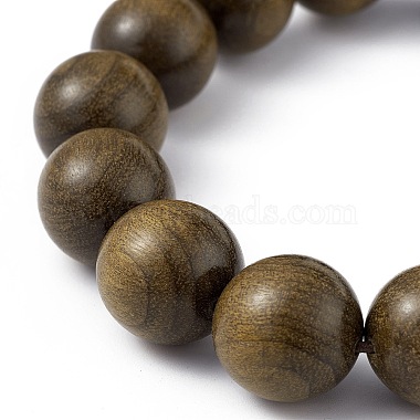 Natural Wood Round Round Beaded Stretch Bracelets(BJEW-H566-06)-3