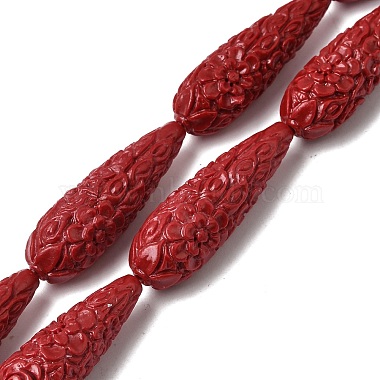 brins de perles sculpt&eacute;es en corail synth&eacute;tique(CORA-C003-09A-02)-2