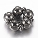 Brass Magnetic Clasps with Loops, Round, Gunmetal, 16x10mm, Hole: 1.2mm(X-PALLOY-MC043-3B)