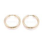 304 Stainless Steel Hoop Earrings, Ion Plating(IP), Real 18K Gold Plated, 24x25x2.5mm(EJEW-T048-24E-G)