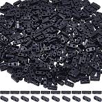 500Pcs 2-Hole Opaque Glass Seed Beads, Rectangle, Black, 4.5~5x2x1~1.5mm, Hole: 0.5~0.8mm(SEED-SC0001-18)