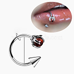 Claw Cone 304 Stainless Steel Cubic Zirconia Hoop Lip Rings, Stainless Steel Color, Dark Red, Inner Diameter: 12mm, Pin: 1.2mm, Head: 3mm(FS-WG1AB27-03)