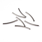 Tube Beads, Brass, Curved, Nickel Free, Platinum, 25x2mm, Hole: 1mm(EC297-NF)