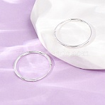 925 Sterling Silver Huggie Hoop Earrings, Ring, Silver, 18x1.2mm, Pin: 0.6mm(EJEW-C179-05A-S)