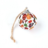 Foam Ball, with Plastic and Cloth Findings, Christmas Tree Decorations, with Hemp Rope, Round, Food Pattern, 133mm(HJEW-WH0011-73A)