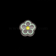 Transparent Acrylic Beads, with Enamel, For Mobile Phone Shell, Flower, Medium Aquamarine, 19.5x20x8mm, Hole: 3.5mm(TACR-CJC0007-01C)