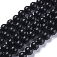 Natural Black Stone Beads Strands, Round, 6mm, Hole: 1mm, about 63pcs/strand, 14.96 inch(38cm)(X-G-I288-A02-6mm)