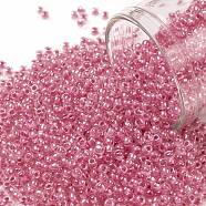TOHO Round Seed Beads, Japanese Seed Beads, (987) Inside Color Crystal/Pink Lined, 11/0, 2.2mm, Hole: 0.8mm, about 1110pcs/10g(X-SEED-TR11-0987)