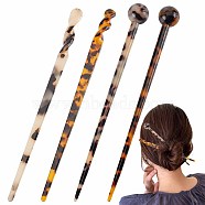 Olycraft 4Pcs 4 Style Ancient Style Cellulose Acetate(Resin) Hair Sticks, Hair Accessories for Woman Girls, Mixed Color, 180~187x10~19.7mm, 1pc/style(MRMJ-OC0003-06)