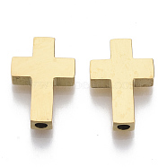 304 Stainless Steel Beads, Cross, Golden, 14x10x3mm, Hole: 2mm(STAS-S079-186G)