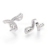 Rhodium Plated 925 Sterling Silver Micro Pave Clear Cubic Zirconia Cloud Symbol Charms for Half Drilled Beads, with S925 Stamp, Real Platinum Plated, 13.5x7.5x1mm, Hole: 2×2.5mm(STER-T007-25P)