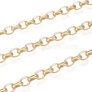 Brass Cable Chains, with Spool, Long-Lasting Plated, Unwelded, Real 18K Gold Plated, 8x6x2.5mm, about 16.4 Feet(5m)/roll(CHC-M020-14G)