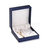 PU Leather Jewelry Box, for Pendant, Ring and Bracelet Packaging Box, Square, Medium Blue, 9x9x4.5cm(CON-C012-05A)