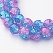 31~32 inch  pinkt/ blue Crackle Glass Beads, Inner Blossom, Round, about 106pcs/strand, 8mm in diameter, hole: about 1mm(GGC8MM038)